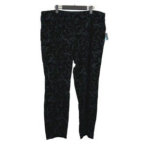 NWT Alfani Black Jacquard Velvet Skinny Leg Pants 22W